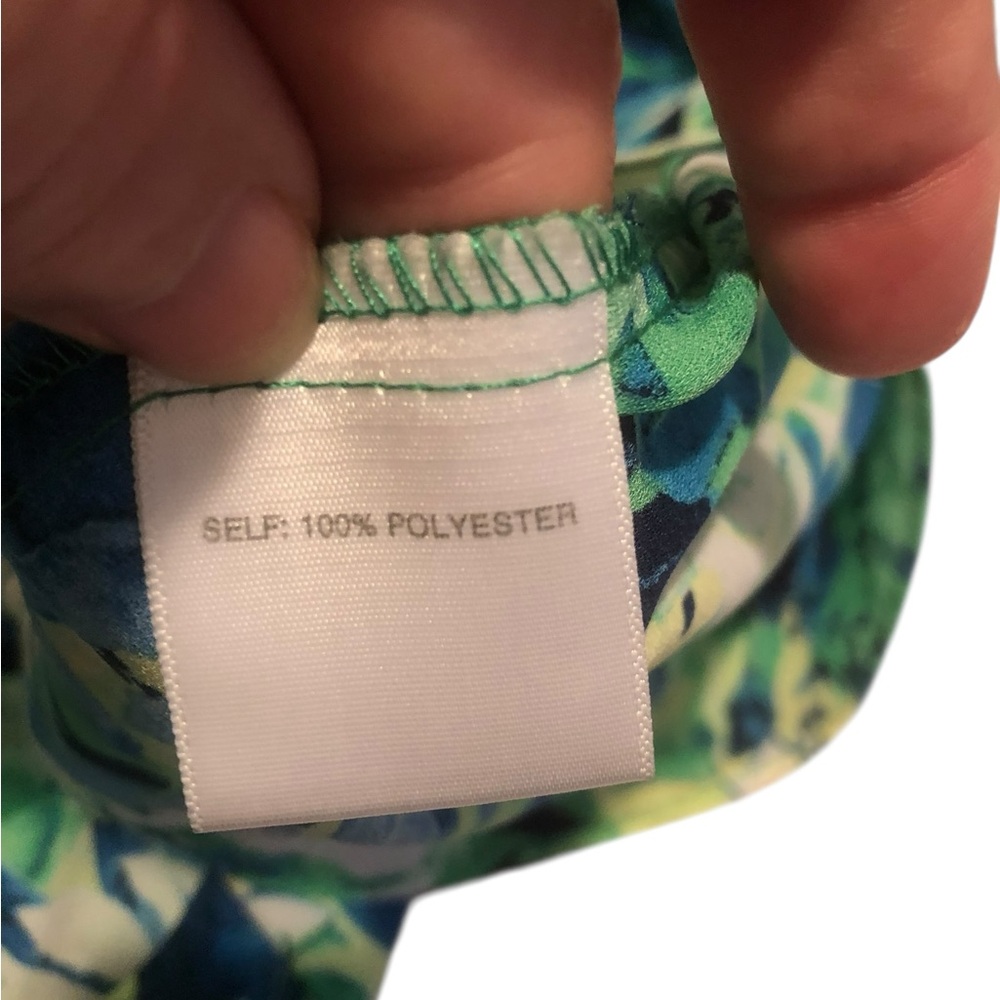 Rose & Olive Tropical Green and Blue Womens Sleeveless Blouse - Picture 5 of 11